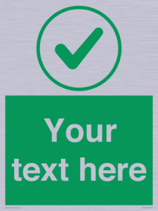 Custom green background, green tick in circle sign